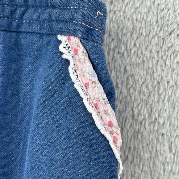 Vintage Baby Overalls 18M Blue Pink Ditzy Floral Quilted Bib Buttons Magic Years - Picture 5 of 12